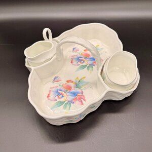 Aynsley China “Little Sweetheart” Cream & Sugar Set Tea Caddy – Made in England